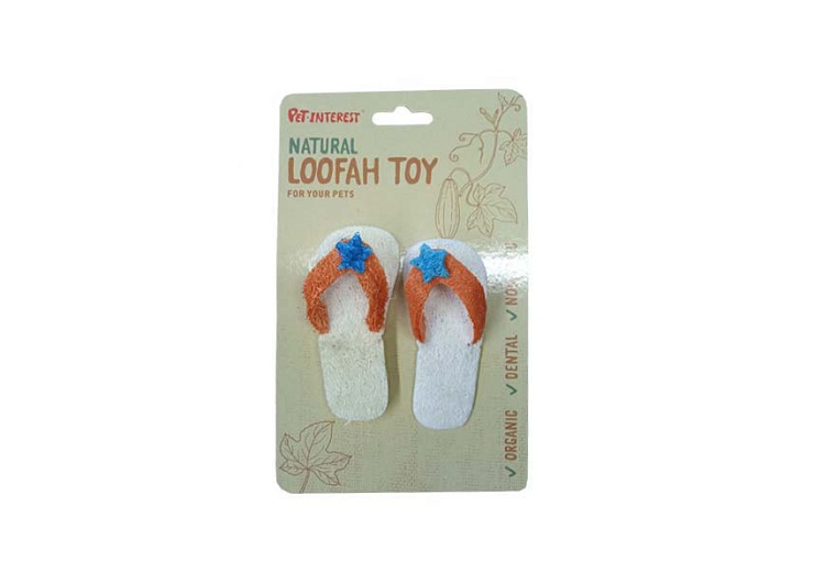 Natural Loofah Dog & Roddent Toy Flip Flops Pair PET INTEREST
